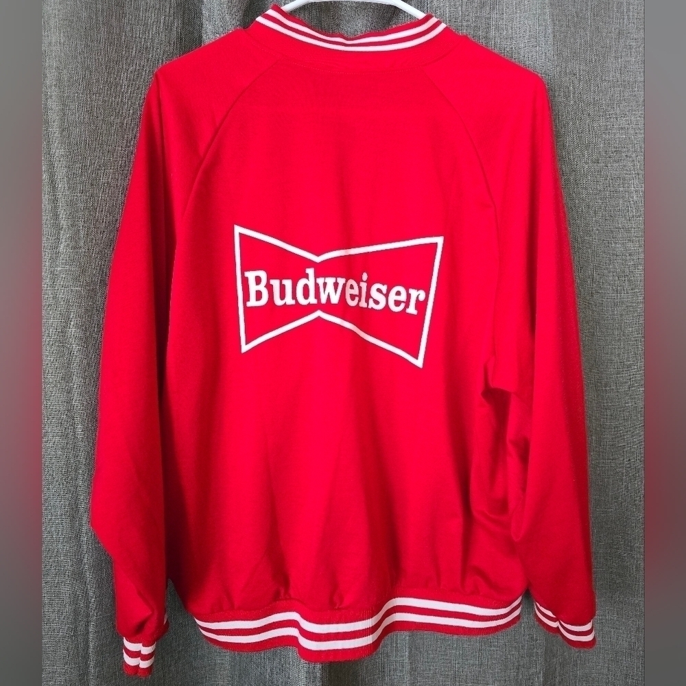 Budweiser Red Full Zip Bomber Track Jacket Mens Size M